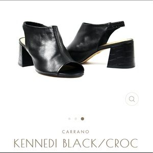 Like New Carrano Black Kennedi Booties with Crocodile Heels.